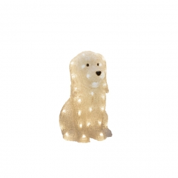 KerstfiguurLEDacrylzittendehondKonstsmide-Konstsmide