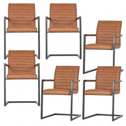 WOOODBasEetkamerstoelen-Pu-Cognac-Setvan6