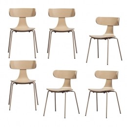 WOOODFormEetkamerstoelen-HoutMetaal-Zand-Setvan6