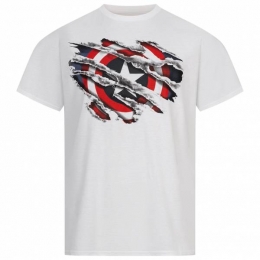 CaptainAmericaTornMarvelComicShieldHerenT-shirtFBMTS200WHT