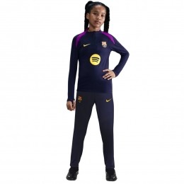 NikeFCBarcelonaStrikeTrainingspak14-Zip2025-2026KidsDonkerblauwFelpaarsGoud