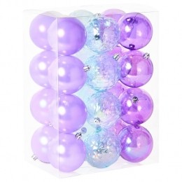 Beliani-ASNEN-Setvan24kerstballen-Violet-Synthetischmateriaal