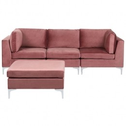 Beliani-EVJA-Hoekbankmetottmaan-Roze-Fluweel