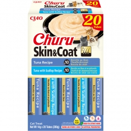 CiaoChuruPureeSkinCoatKattensnackMultipackTuniScallop20x14gr