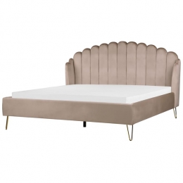 Beliani-AMBILLOU-Tweepersoonsbed-Taupe-180x200cm-Fluweel
