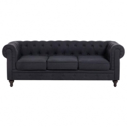 Beliani-CHESTERFIELD-Driezitsbank-Grafietgrijs-Polyester