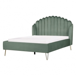 Beliani-AMBILLOU-Tweepersoonsbed-Groen-140x200cm-Fluweel