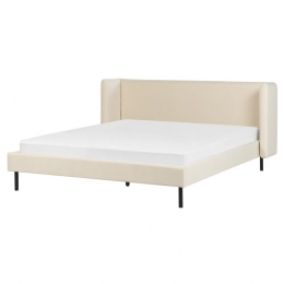Beliani-ARETTE-Tweepersoonsbed-Lichtbeige-160x200cm-Fluweel