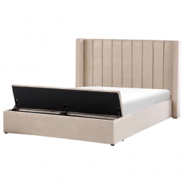 Beliani-NOYERS-Bedmetopbergruimte-Beige-160x200cm-Fluweel