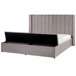 Beliani-NOYERS-Tweepersoonsbed-Grijs-180x200cm-Fluweel