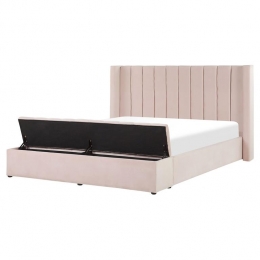 Beliani-NOYERS-Bedmetopbergruimte-Roze-160x200cm-Fluweel