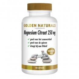 GratisVerzending2xGoldenNaturalsMagnesiumCitraat250mg180vegacapsules