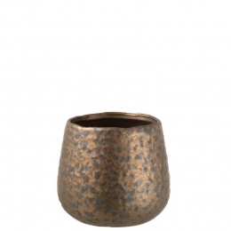 J-LinebloempotSpikkelRond-keramiek-koper-large-16cm