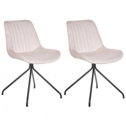 Beliani-NAVASOTA-Eetkamerstoelsetvan2-Beige-Fluweel