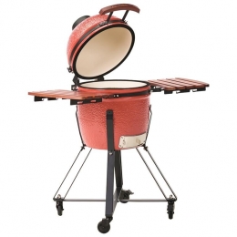 Beliani-KAMADO-Houtskoolgrill-Rood-Keramiek