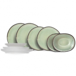 CosyTrendyServiessetFez-Groen-12-delig4personen-4dinerborden4ontbijtbordenen4diepeborden