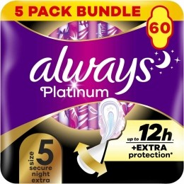 5xAlwaysMaandverbandPlatinumSecureNightExtraWings12stuks