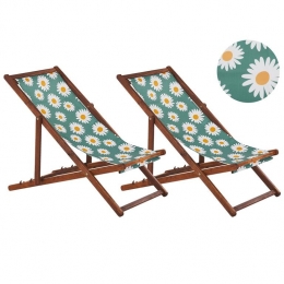 Beliani-ANZIO-Strandstoelsetvan2-DonkerhoutBloemen-Polyester