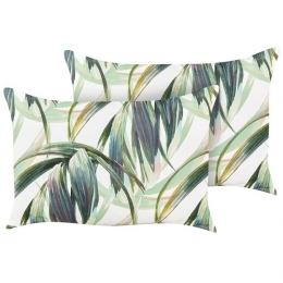 Beliani-CALDERINA-Tuinkussensetvan2-GroenWit-40x60cm-Polyester