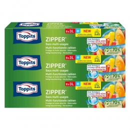 3xToppitsZipperMulti-FunctioneleZakken3liter8stuks