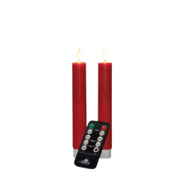 Dinerkaarswaxledbewegendevlamopbatterijmetafstandsbediening2stuksh18cmrood-Annascollection