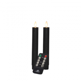 Dinerkaarswaxledbewegendevlamopbatterijmetafstandsbediening2stuksh18cmzwart-Annascollection