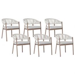 Beliani-FLAVIA-Tuinstoelensetvan6-Donkerhout-Aluminium
