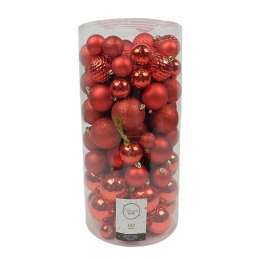 Kerstballenmix100stuksKerstroodKerst-Decoris