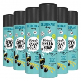 6xMarcelsGreenSoapDeodorantSprayMimosaBlackcurrant150ml