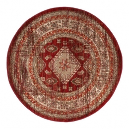 Interieur05VloerkleedVintageAilaRoodoranjeRond160cm