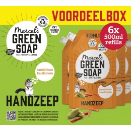6xMarcelsGreenSoapHandzeepSandelhoutKardemonNavulStazak500ml