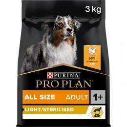 4xProPlanAdultAllSizesLightSterilisedKip3kg