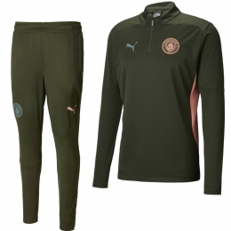 PUMAManchesterCityTrainingspak14-Zip2024-2025OlijfgroenLichtblauwRoze