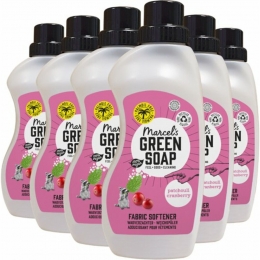 6xMarcelsGreenSoapWasverzachterPatchouliCranberry30Wasbeurten750ml