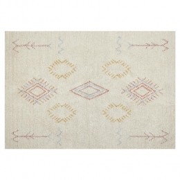 Beliani-BETTIAH-Laagpoligvloerkleed-Beige-140x200cm-Katoen