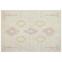 Beliani-BETTIAH-Laagpoligvloerkleed-Beige-160x230cm-Katoen