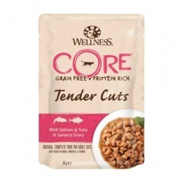 48xWellnessCoreKattenvoerTenderCutsZalm-Tonijn85gr