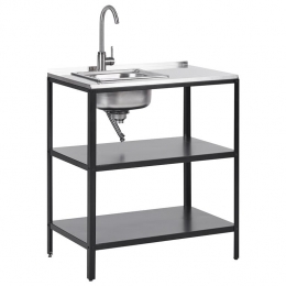 Beliani-VILAMA-Buitenkeukenmetspoelbak-Zwart-80x50x92cm-Staal