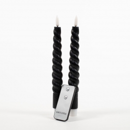 2PcsBlackSwirlRusticWaxTaperCandle23cm3DWickRAnnasCollection-Annascollection