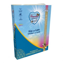 RenskeVersGestoomdCompleteMenuHondenvoerNatKip-Lam395gr