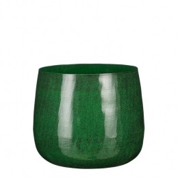 MicaDecorationsBensonBloempot-H22x24cm-Metaal-Donkergroen