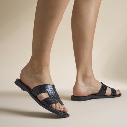 OhMySandalsSlipperszwartLeer