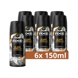 6xAxeDeodorantBodysprayBlackVanilla150ml