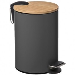 5FivePedaalemmer-donkergrijs-metaal-3L-24cm-prullenbak