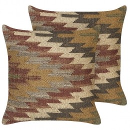 Beliani-DEEPOR-Sierkussensetvan2-Multicolor-45x45cm-Jute