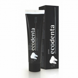 EcodentaTandpastaExtraWhiteningBlackHoutskool100ml