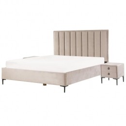 Beliani-SEZANNE-Slaapkamerset-Taupe-180x200cm-Fluweel