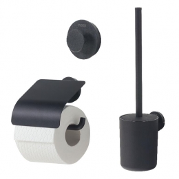 TigerUrbanToiletaccessoireset-ToiletborstelmetHouder-ToiletrolhoudermetKlep-Handdoekhaak-Zwart