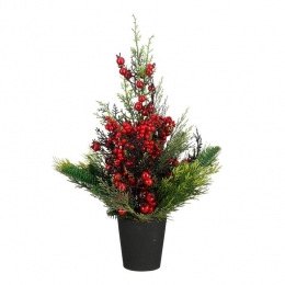 MicaDecorationsCederKunstkerstboom-H45x18cm-RoodGroen
