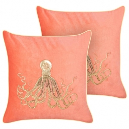 Beliani-OSMUNDEA-Sierkussensetvan2-Rood-45x45cm-Fluweel